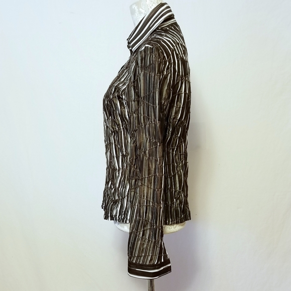 Samuel Dong Pleated Striped Hand Dyed Shirt Sz M - Picture 3 of 9